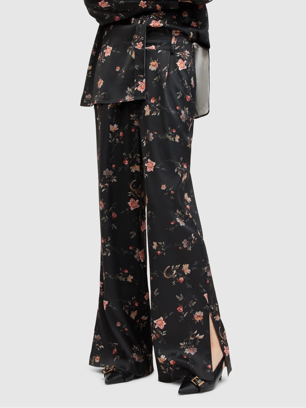 AllSaints Wide leg Pleat-Front Pants 'LOUISA TANA' in Black